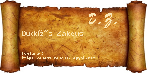 Dudás Zakeus névjegykártya